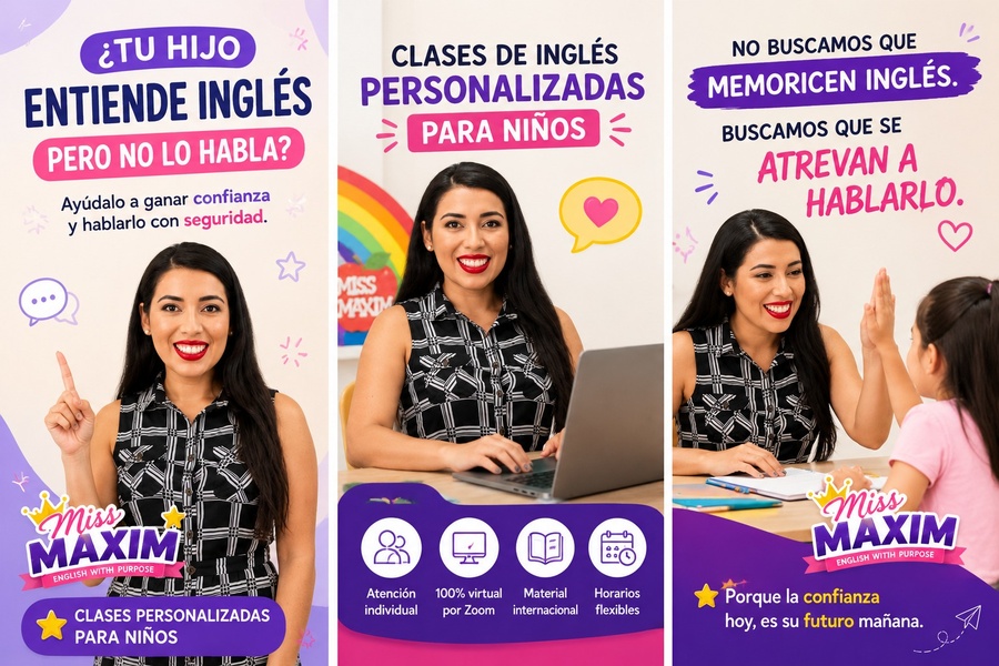 Miss Maxim enseñando a niños